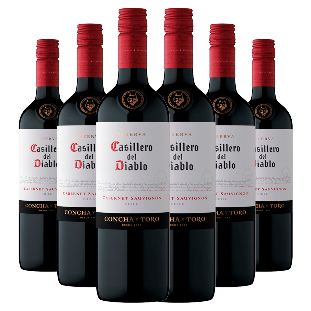 KIT com 6 Vinhos Concha y Toro Casillero Del Diablo Cabernet Sauvignon 750ml