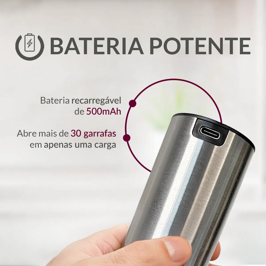 Kit Abridor De Vinho Elétrico Automático Momo Lifestyle Cor Prateado