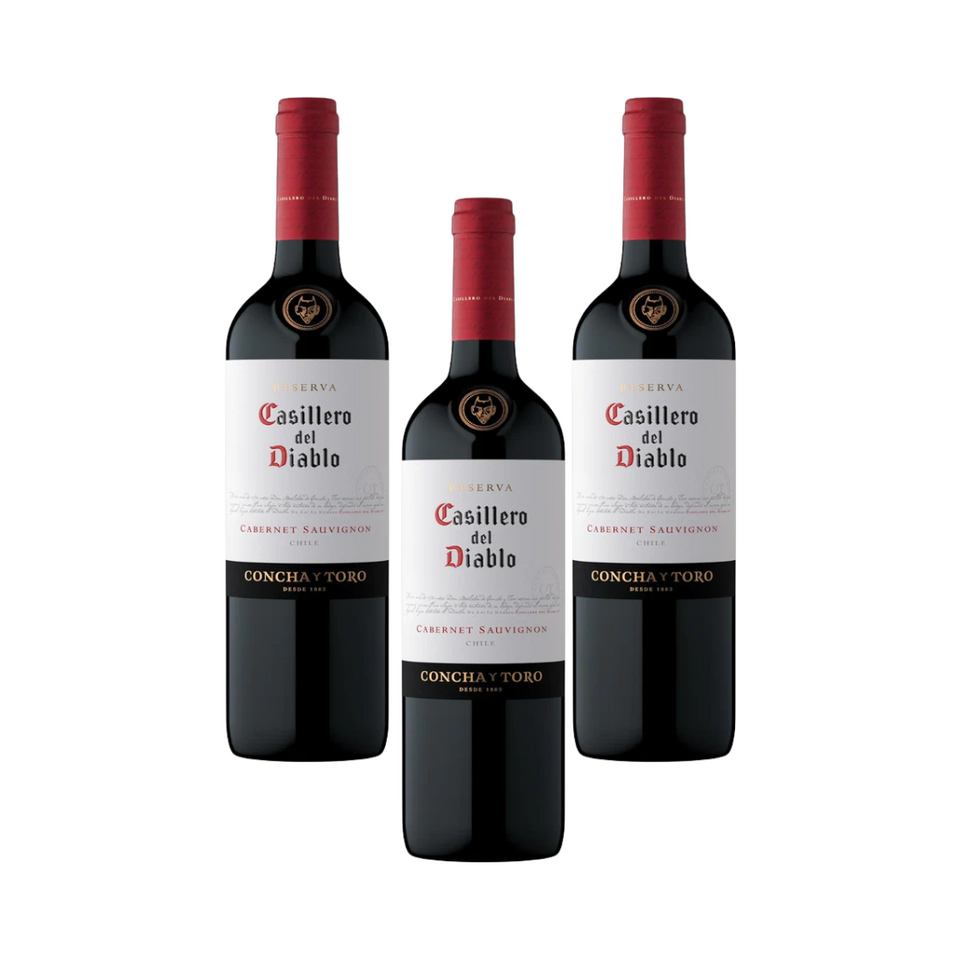 KIT com 3 Vinhos Concha y Toro Casillero Del Diablo Cabernet Sauvignon 750ml