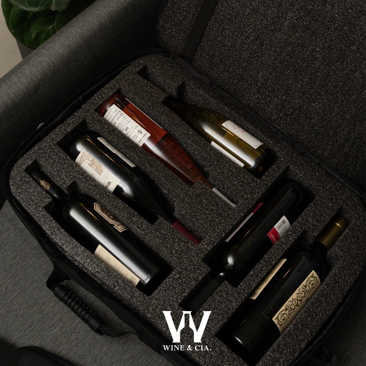 Espuma protetora de vinhos com bolsa tiracolo mala de transporte – 6 garrafas