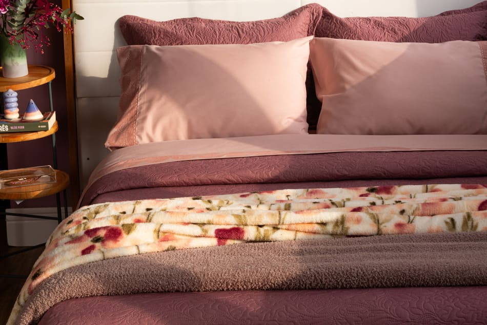 Colcha Matelasse Queen Cores 3pçs Camesa 240x260cm Cobre Leito
