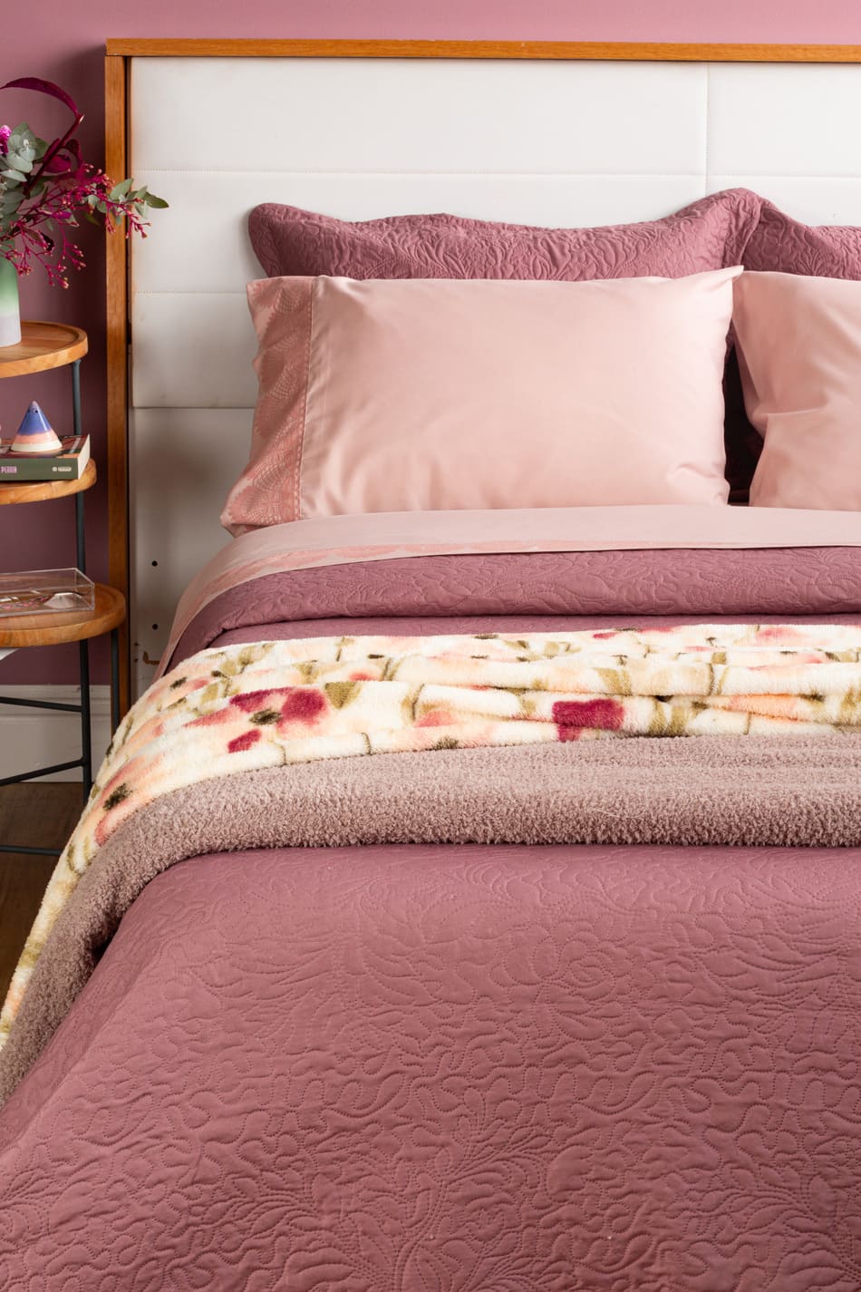 Colcha Matelasse Queen Cores 3pçs Camesa 240x260cm Cobre Leito