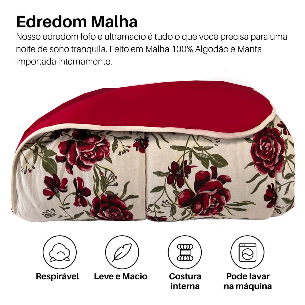 Edredom Malha 100% Algodão Casal Solteiro Queen E King Cobertor Dupla Face Antialérgico Premium Flower