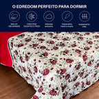 Edredom Malha 100% Algodão Casal Solteiro Queen E King Cobertor Dupla Face Antialérgico Premium Flower