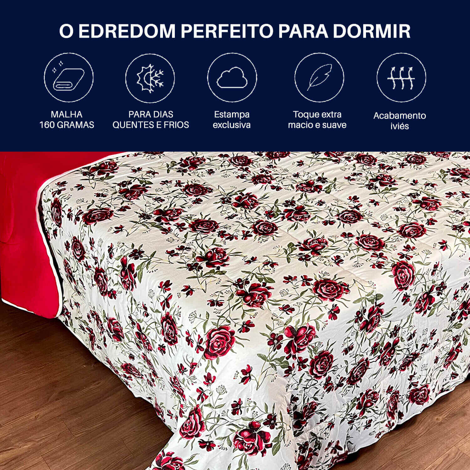 Edredom Malha 100% Algodão Casal Solteiro Queen E King Cobertor Dupla Face Antialérgico Premium Flower