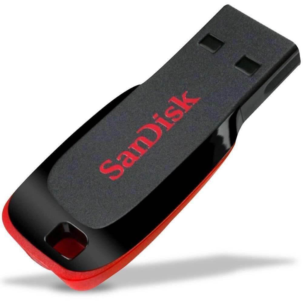Pen Drive 64GB Sandisk Cruzer Blade Preto e Vermelho