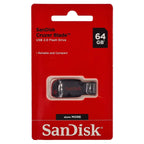 Pen Drive 64GB Sandisk Cruzer Blade Preto e Vermelho
