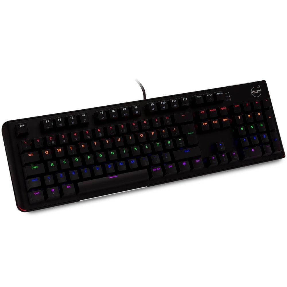 Teclado Gamer DAZZ Mecânico Predator LED RGB ABNT2